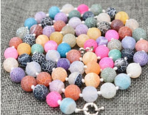 

new fashion 8mm natural multicolor dragons necklace 35", Silver
