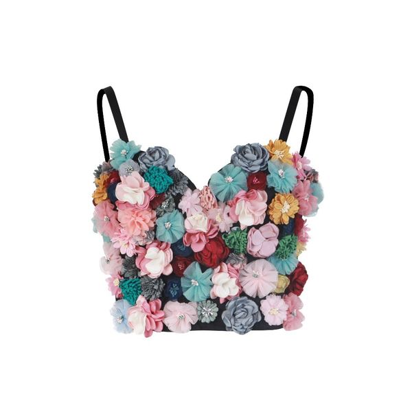 

2019 summer v neck flower applique women's camisole a470, White