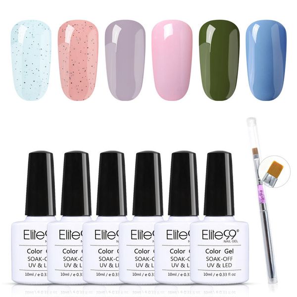 

elite99 7 pieces/lot gel nail polish set led uv for nail art soak off nails gel lacquer 10ml nude red hybrid nail polish
