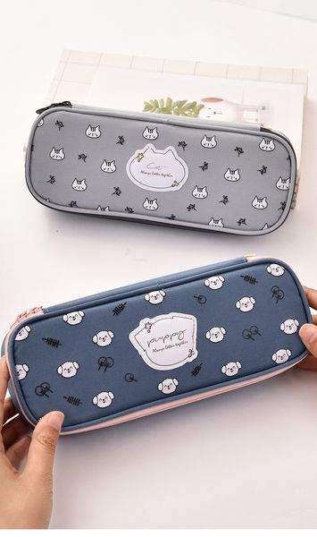 

cartoon pencil case nylon polyester fabric big capacity pencil bag lovely stationery organizer pen holder xmas gift pen pouch