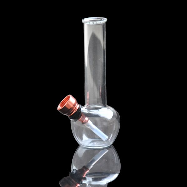 Mini bicchiere di vetro Bong spesso Dab Rig Tubi d'acqua 120 mm di altezza 14 mm Ciotola in metallo Tappo in carb Dab Strumento Bruciatore di olio in vetro Accessori per tubi