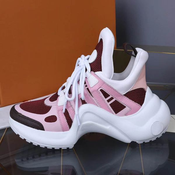 

Luxury popular leather ca ual hoe women de igner neaker hoe fa hion leather lace up hoe mixed color with box
