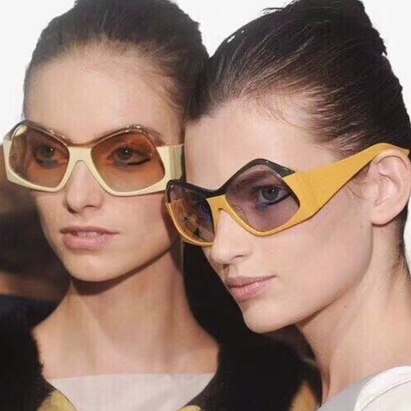 

mism fashion women sunglasses gradient vintage eyewear brand designer oversized female irregular men mirror uv400, White;black