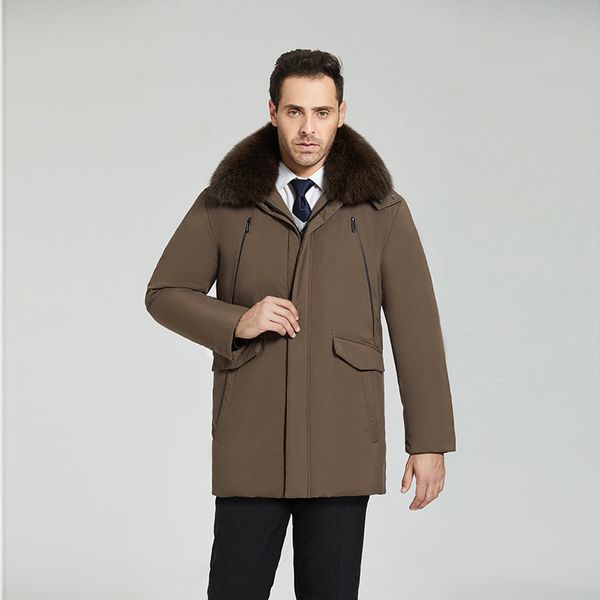 

new arrival fashion winter dress men thicker loose large fur collar white duck down thick casual size m l  xxl 3xl 4xl, Black
