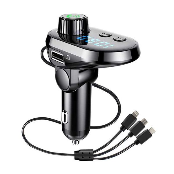 

3usb fast charger bluetooth fm transmitter for car fm modulator handsphone holder wireless radio adapter car kit