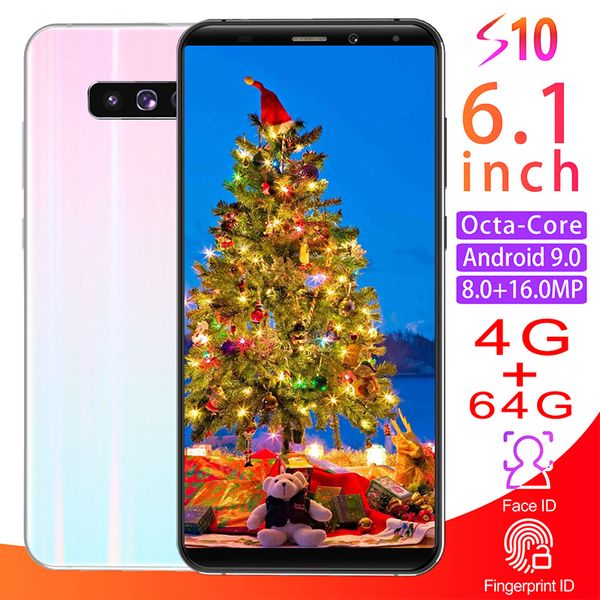 

s10 6.1-inch android phone 4g + 64g small tablet pc mirror glass back cover 3g internet call smartphone