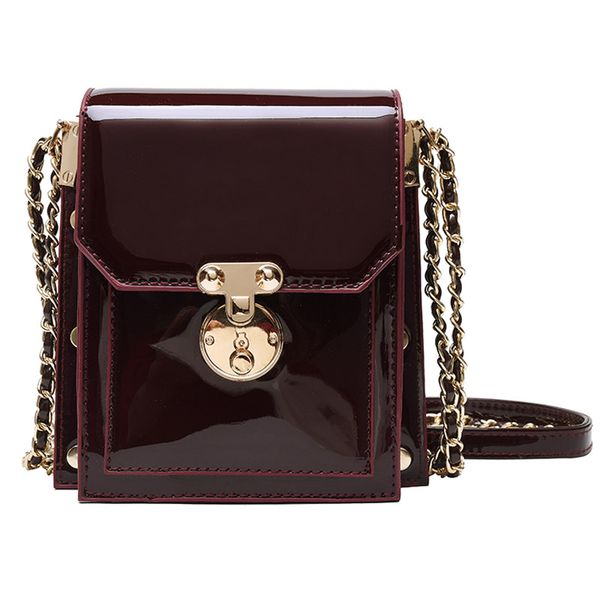 

vintage square crossbody bag 2020 fashion new quality patent leather women's handbag lock chain shoulder messenger bag