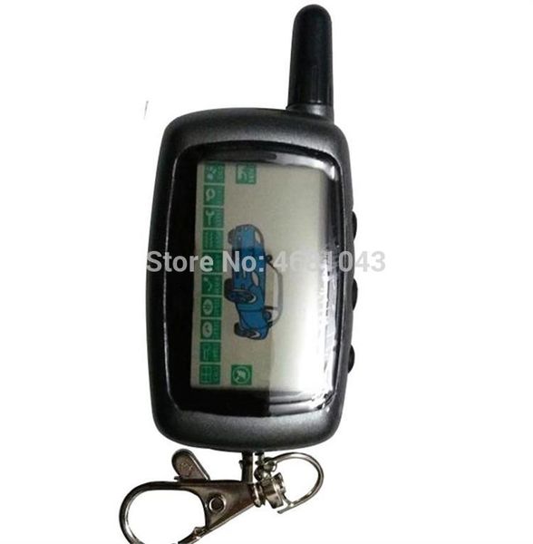 

wholesale a9 keychain for russia version starline a9 lcd remote control 2 way two way car alarm system + silicone case