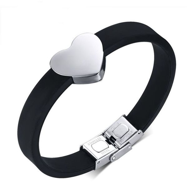 

персонализированные имя браслет diy пользовательские имя письмо nunber силиконовый браслет сердца, Black