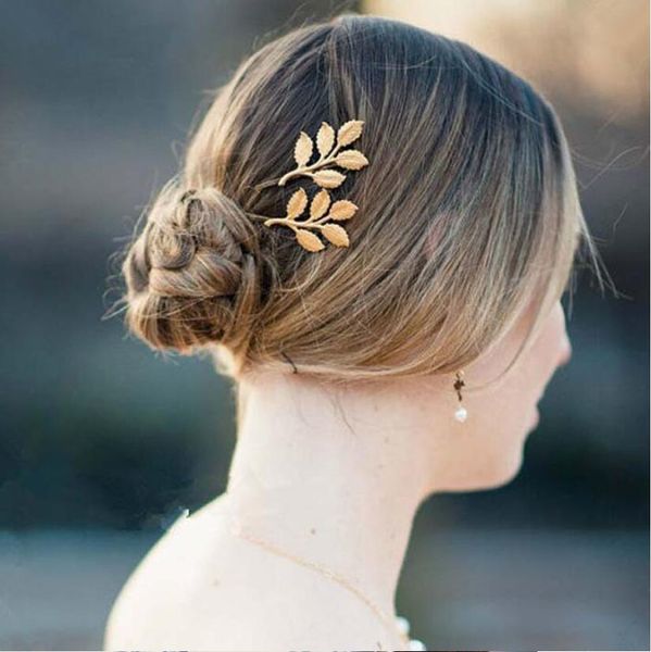 

woman bride metal leaf hair clips pearl hairpin beautiful and elegant girls barrettes hair accessories fashion one type, Slivery;white
