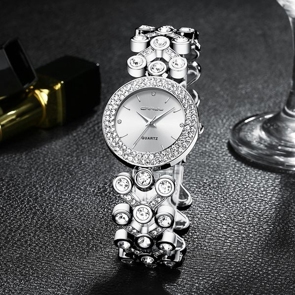 

2020 starry women watches watch crrju sky female clock relogio wristwatch fashion wrist feminino luxury ladies reloj quartz mujer gjhts, Slivery;brown