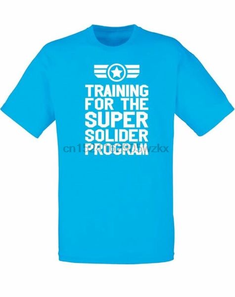 

training for the super soldier program mens printed t-shirt, White;black