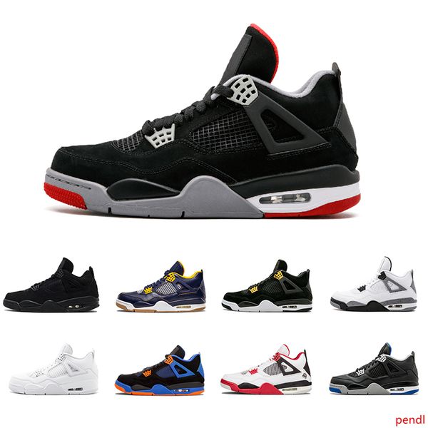 

4s mens basketball shoes pure money premium black cat white cement bred fire red fear alternate sports shoes sneakers size 41-47