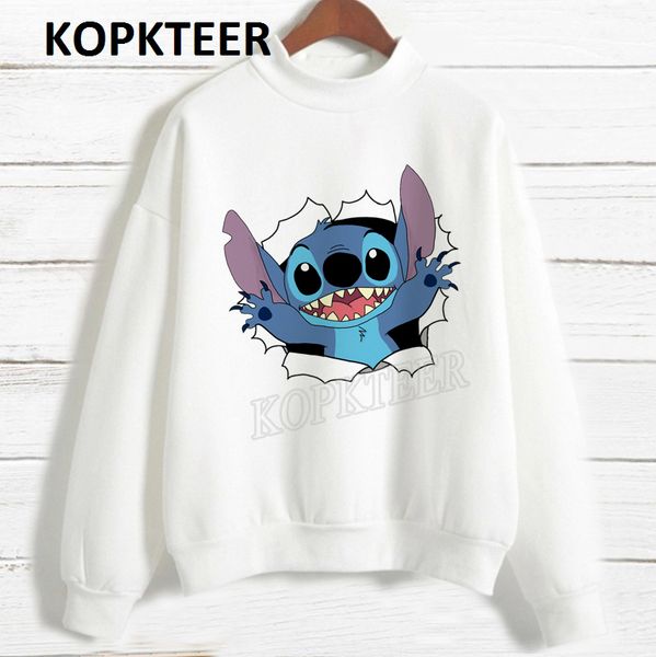 

женщины 2019 моды толстовки harajuku с длинным рукавом толстовка sudadera mujer surprise стич графический толстовка cute пот femme, Black