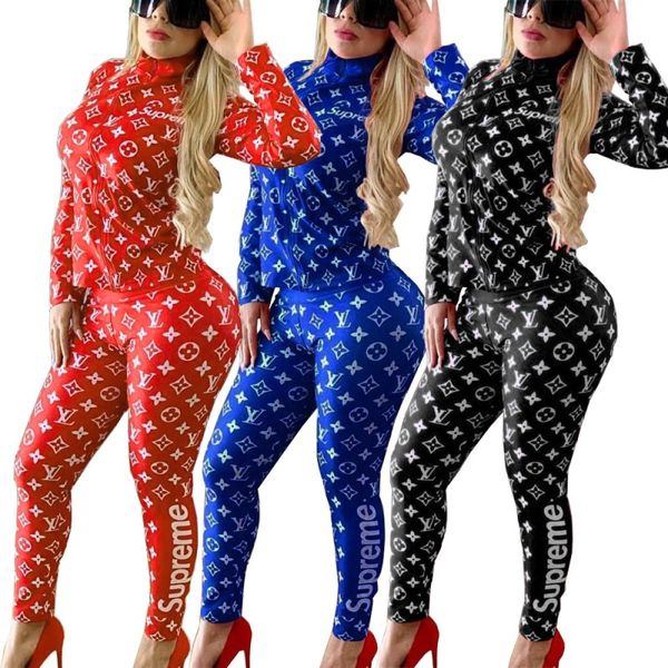 

women designer jacket legging outfits two piece set tracksuit outerwear tights sport suit long sleeve cardigan pants tracksuit klw2297