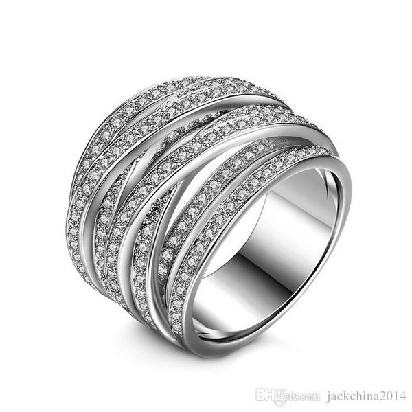 

2017 new arrival luxury fashion jewelry 10kt white gold filled 5a cz zirconia women wedding engagement band ring gift size 5-9, Slivery;golden