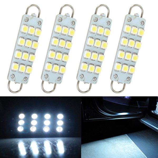 

zyhw супер яркий белый светодиодные лампы 12 smd1210 фестона огни 44мм жесткая петля для автомобилей плафон купола свет карта свет 4 pcs