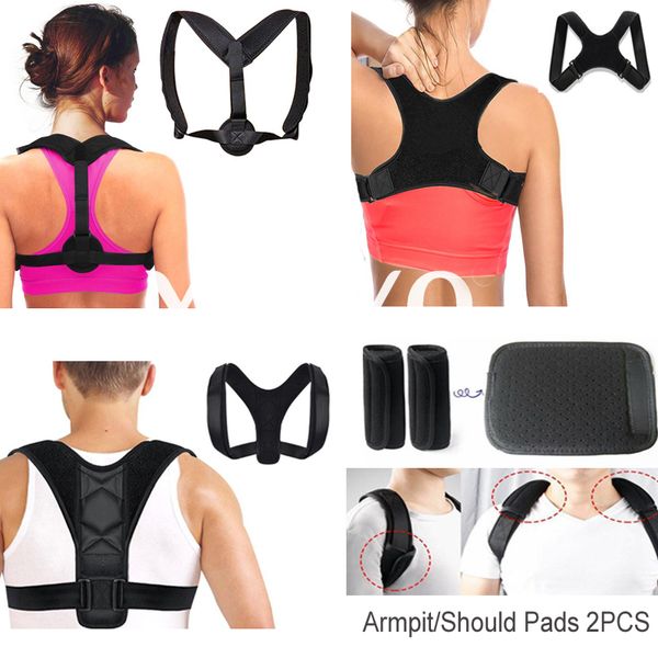 

new posture corrector spine back shoulder support corrector band adjustable brace correction humpback back pain relief, Black;blue