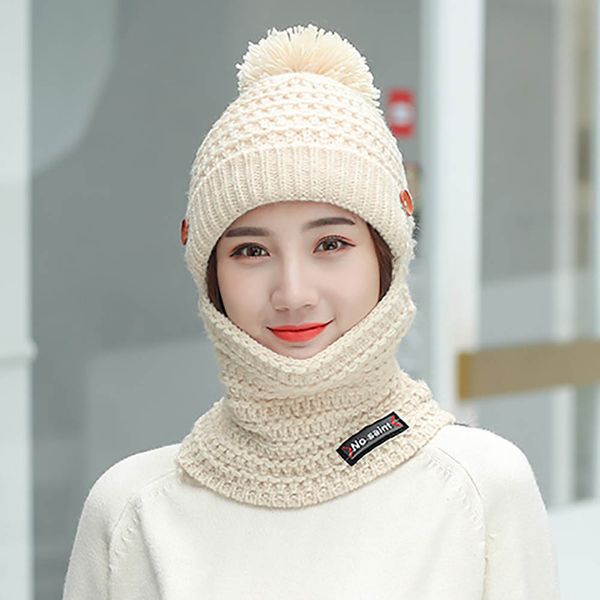 

women men winter earmuffs knit hat scarf hairball warm cap, Blue;gray