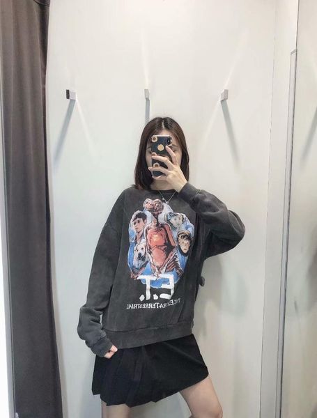 

2019 autumn new women universal studios alien women printing hedging long-sleeved -27,071, Black