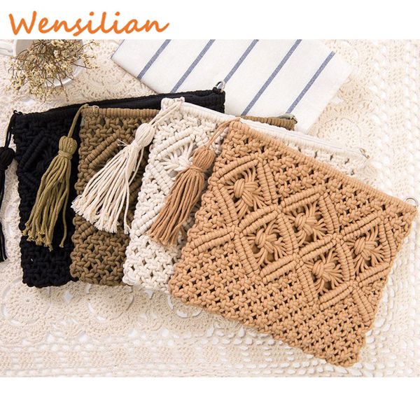 

handbags rattan straw bags bolsa feminina clutch for women's cotton woven casual fashion bohemian ladies designer female 2019