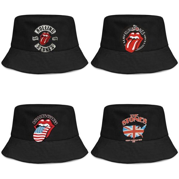 

rolling stones north america tour1981 mens and women buckethat custom uk bucket baseballcap rock band the 50 years rolling stones logo, Blue;gray