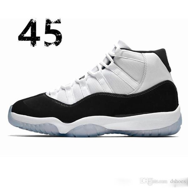 

11xi 11s concord 45 mens basketball shoes platinum tint cap and gown gym red women men bred space jam sports sneakers 36-47, Black