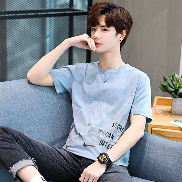 

mens designer pure cotton short-sleeved t-shirt leisure fashion literary half sleeve loose short t, White;black