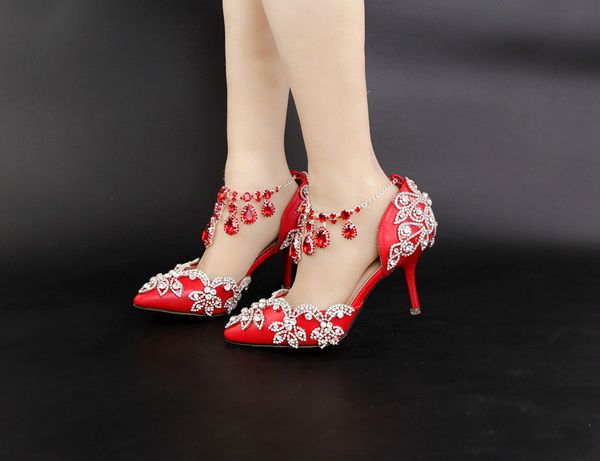 

2020 cinderella rhinestone wedding shoes luxury women designer shoes 7cm high heels come with box 34-40, Black