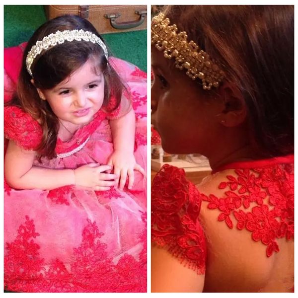 

short sleeves lace appliques flower girls dresses floor length red kids party gowns customized, White;blue