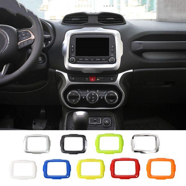 

front center console gps audio panel decoration frame for renegade 1.4 t strength+/smart version 2015-2017 interior accessories