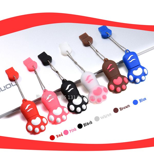 

silicone adorable cle usb paw print usb flash drive 32gb mini pen drive 1/2/4/8/16/32/64/128gb pendrive usb2.0 cat paw usb stick