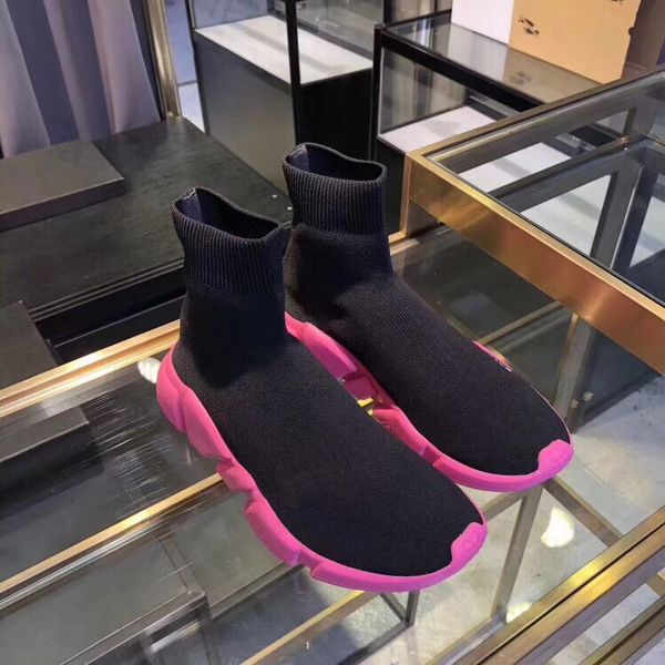 

socks shoes new 2019 thick bottom elastic cloth high-grade shoes high-end brand men's shoes factory direct sales original box delivery, Black