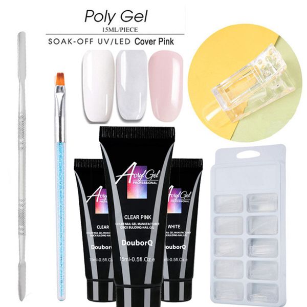 

no odor quickly builder extends poly gel nail art kit uv acrylic polygel extension enhancement fast dry manicure tool tslm1, Red;pink