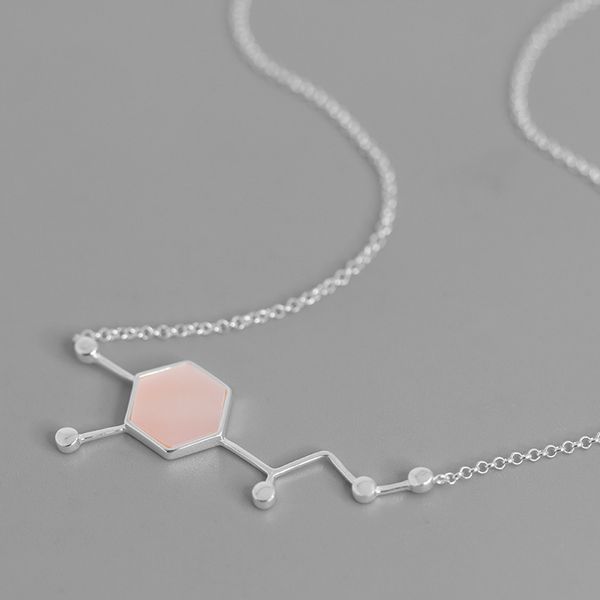 

inature 925 sterling silver adrenaline molecule chemistry geometric polygon pendant necklace love jewelry gift for women