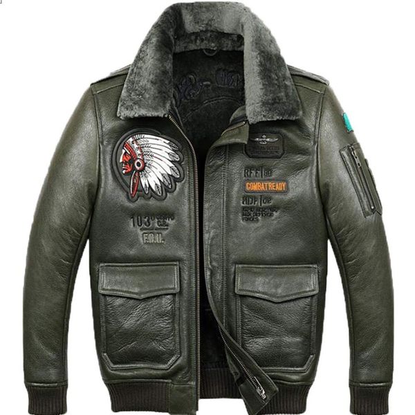 

men's b3 shearling jacket men's sheepskin short coat embroidered fur coat, Black