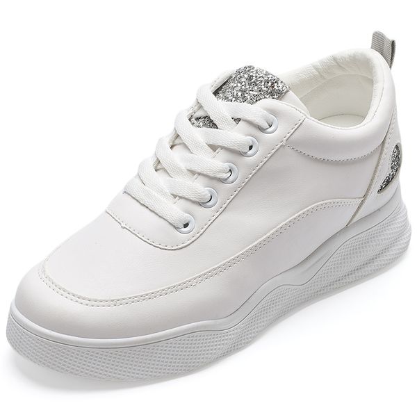 

platform wedges shoes for women white chunky trainers womens shoes heels 6cm autumn winter sneakers women warm hidden wedge heel sneakers, Black