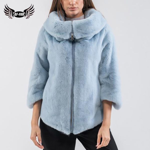 

fashion women real jacket with big lapel collar genuine jacket woman winter overcoats fur natural, Black