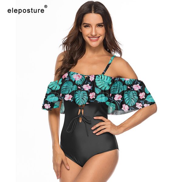 

2019 new one piece swimsuit women ruffle swimwear push up monokini bathing suit beach wear plus size swimming suit for women 3xl, White;black