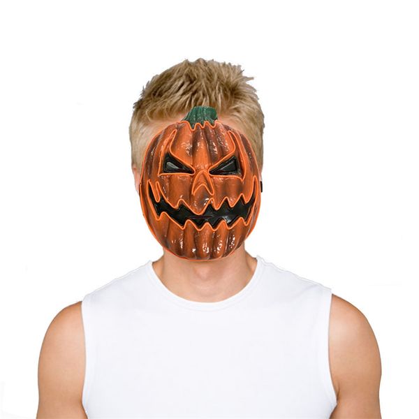 

halloween cosplay scary pumpkin mask orange light for party decor props creepy
