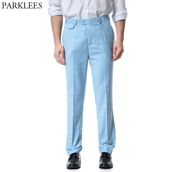 

blue cotton business men dress pants classic fashion wedding men suit pants office casual mens trousers solid mens formal pant, Black
