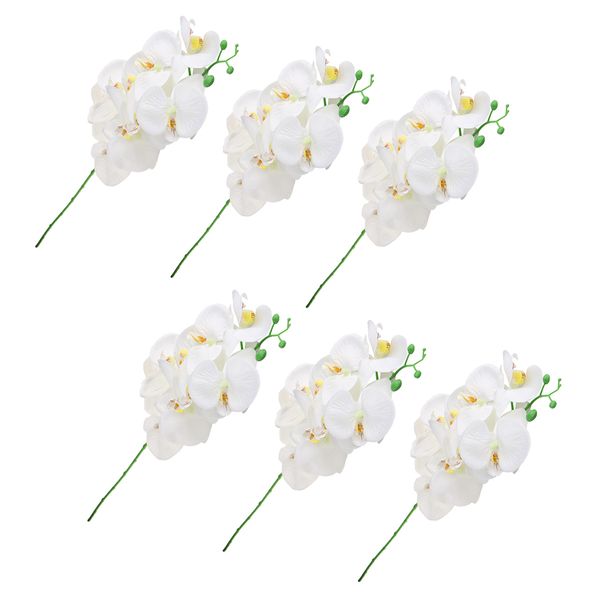 

6 x белые искусственные цветы 9-головная орхидея цветочный горшок свадебные места