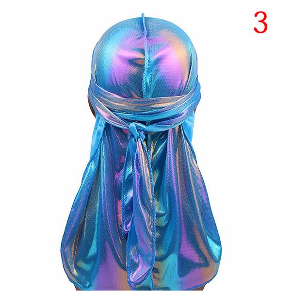 

men's laser silky durags turban bandanas headwear colorful men silky du rag durag wave caps hair accessories doo rag pirate hat, Silver
