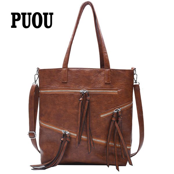 

women's bag 2020 new tassel handbag design ms. shoulder messenger bag leather large capacity tote