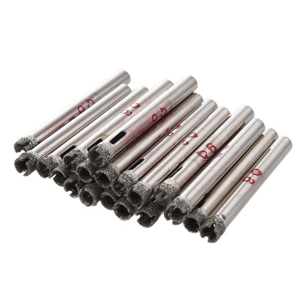 

20 pcs 6mm dia diamond coated drills marble tile glass hole saw silver tone