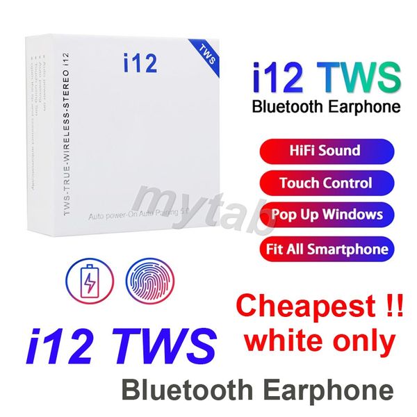 

i12 tws wireless earbuds double v5.0 bluetooth headphones ture stereo earphones wireless headset with touch control siri pop up windows