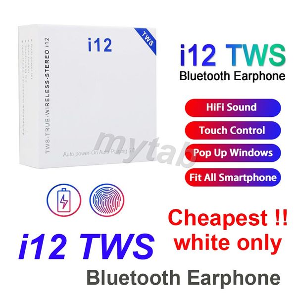 

i12 tws wireless earbuds double v5.0 bluetooth headphones ture stereo earphones wireless headset with touch control siri pop up windows