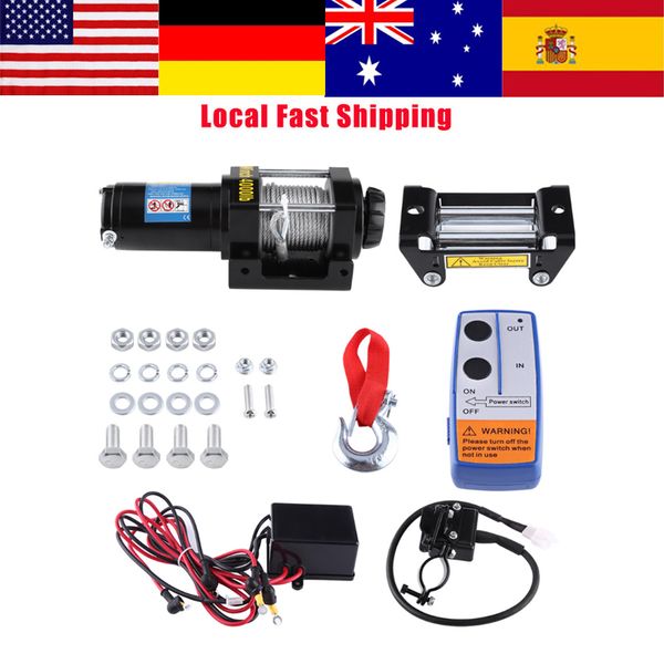 

1set electric 4000lbs winch 12v steel cable powerful winch quad bike atv boat for trailer truck car lifting tools sale