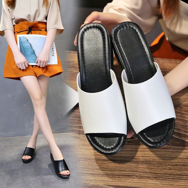 

ladies fashion casual shoes summer sandals slipper beach shoes white/black/grey non-slip rubber sole women shoes work/home flat platforms a2