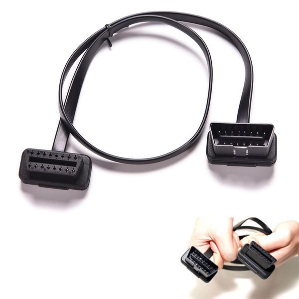 

flat thin as noodle obdii 2ft obd2 16pin elm327 male to female elbow extension obd 2 auto car diagnostic cable connector adapter